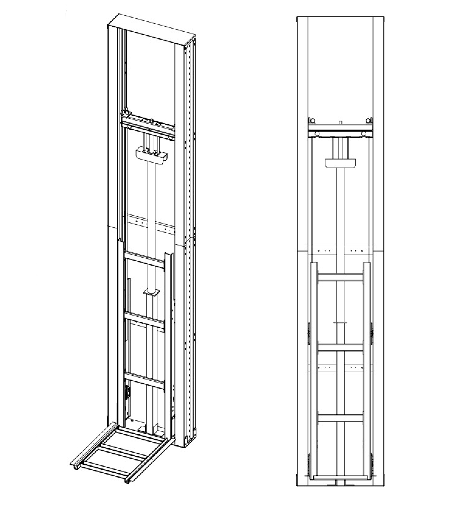 Assembled elevator frame